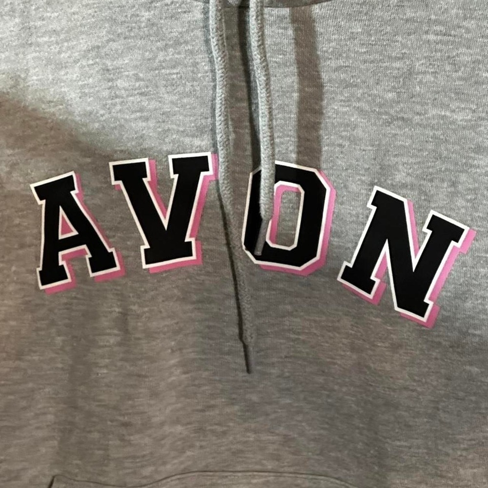 Avon Womens Heather Gray Varsity Logo Pullover Hoodie Sweatshirt Size S
